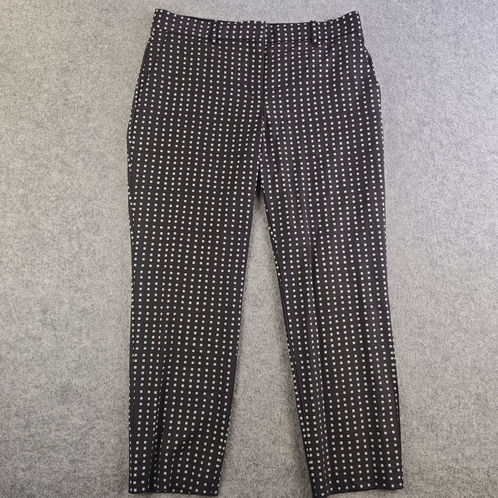 Theory Treeca 2 Print Wool Slim Crop Pants Womens 6 Black White Ankle Trousers